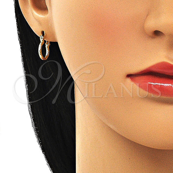 Gold Filled Hoop Earrings — Small Hoop Diamond Cutting Tricolor 02.96. — alternate product view — SKU 146777 | Oro Laminado aretes de aro — Small Hoop Diamond Cutting Tricolor 02.96. — SKU 146777