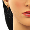 Oro Laminado Small Hoop, Gold Filled Style Diamond Cutting Finish, Tricolor, 02.96.0080.2.12