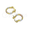 Oro Laminado Small Hoop, Gold Filled Style Diamond Cutting Finish, Tricolor, 02.96.0080.2.12