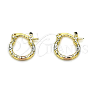 Gold Filled Hoop Earrings — Small Hoop Diamond Cutting Tricolor 02.96. — main product view — SKU 146777 | Oro Laminado aretes de aro — Small Hoop Diamond Cutting Tricolor 02.96. — SKU 146777