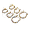 Oro Laminado Small Hoop, Gold Filled Style Diamond Cutting Finish, Tricolor, 02.96.0080.2.12