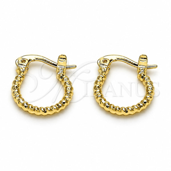 Oro Laminado Small Hoop, Gold Filled Style Diamond Cutting Finish, Golden Finish, 02.96.0083.12