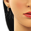 Oro Laminado Small Hoop, Gold Filled Style Diamond Cutting Finish, Tricolor, 02.96.0083.2.12