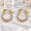 Oro Laminado Small Hoop, Gold Filled Style Diamond Cutting Finish, Tricolor, 02.96.0083.2.12