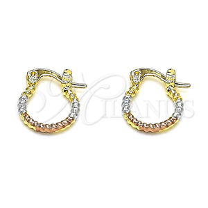 Gold Filled Hoop Earrings — Small Hoop Diamond Cutting Tricolor 02.96. — main product view — SKU 146780 | Oro Laminado aretes de aro — Small Hoop Diamond Cutting Tricolor 02.96. — SKU 146780