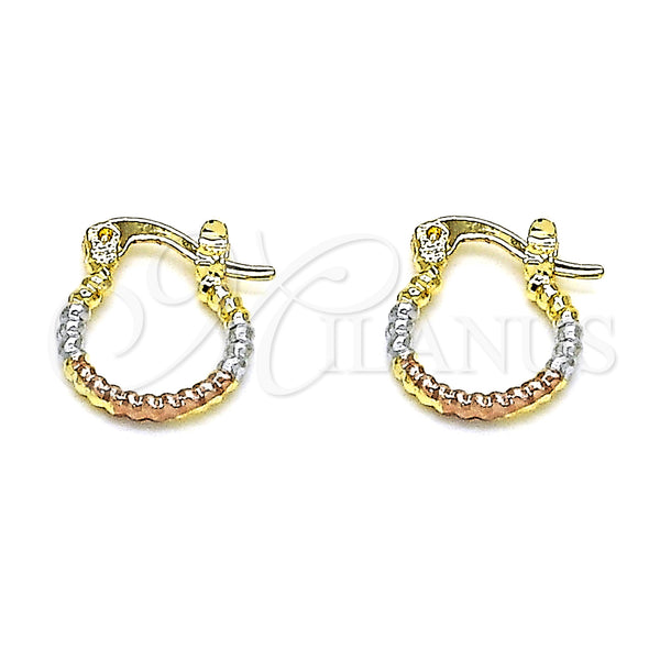 Gold Filled Hoop Earrings — Small Hoop Diamond Cutting Tricolor 02.96. — main product view — SKU 146780 | Oro Laminado aretes de aro — Small Hoop Diamond Cutting Tricolor 02.96. — SKU 146780