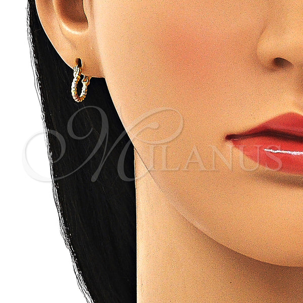 Gold Filled Hoop Earrings — Small Hoop Diamond Cutting Tricolor 02.96. — alternate product view — SKU 146781 | Oro Laminado aretes de aro — Small Hoop Diamond Cutting Tricolor 02.96. — SKU 146781