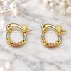 Oro Laminado Small Hoop, Gold Filled Style Diamond Cutting Finish, Tricolor, 02.96.0083.2.10