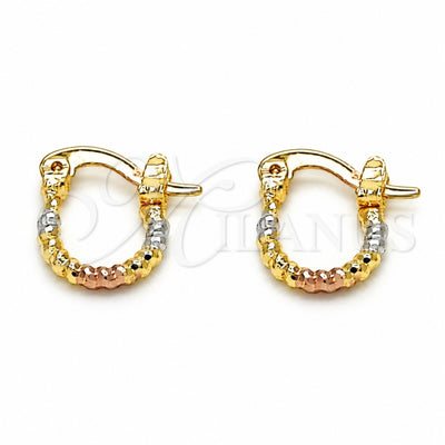 Oro Laminado Small Hoop, Gold Filled Style Diamond Cutting Finish, Tricolor, 02.96.0083.2.10