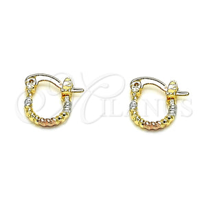 Gold Filled Hoop Earrings — Small Hoop Diamond Cutting Tricolor 02.96. — main product view — SKU 146781 | Oro Laminado aretes de aro — Small Hoop Diamond Cutting Tricolor 02.96. — SKU 146781