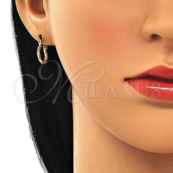 Gold Filled Hoop Earrings — Small Hoop Diamond Cutting 02.96. — alternate product view — SKU 146783 | Oro Laminado aretes de aro — Small Hoop Diamond Cutting 02.96. — SKU 146783