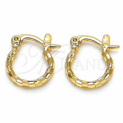Oro Laminado Small Hoop, Gold Filled Style Diamond Cutting Finish, Golden Finish, 02.96.0087.12