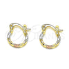 Oro Laminado Small Hoop, Gold Filled Style Diamond Cutting Finish, Tricolor, 02.96.0087.2.12