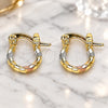 Oro Laminado Small Hoop, Gold Filled Style Diamond Cutting Finish, Tricolor, 02.96.0087.2.10