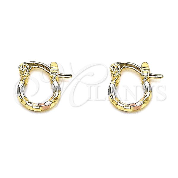 Gold Filled Hoop Earrings — Small Hoop Diamond Cutting Tricolor 02.96. — main product view — SKU 146785 | Oro Laminado aretes de aro — Small Hoop Diamond Cutting Tricolor 02.96. — SKU 146785