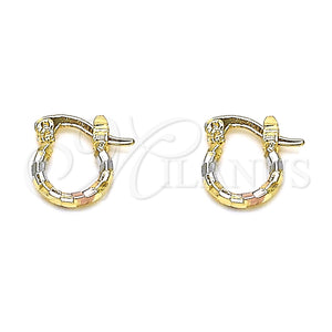 Gold Filled Hoop Earrings — Small Hoop Diamond Cutting Tricolor 02.96. — main product view — SKU 146785 | Oro Laminado aretes de aro — Small Hoop Diamond Cutting Tricolor 02.96. — SKU 146785