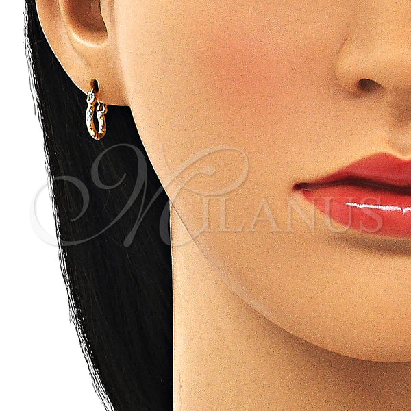 Gold Filled Hoop Earrings — Small Hoop Diamond Cutting Tricolor 02.96. — alternate product view — SKU 146786 | Oro Laminado aretes de aro — Small Hoop Diamond Cutting Tricolor 02.96. — SKU 146786