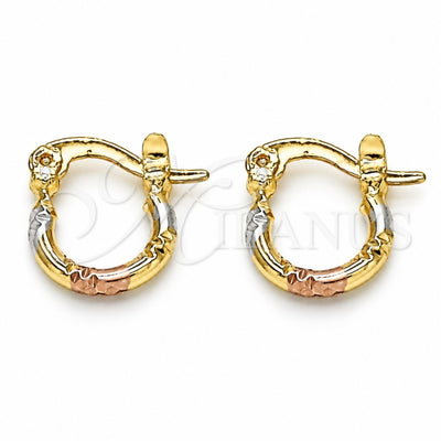Oro Laminado Small Hoop, Gold Filled Style Diamond Cutting Finish, Tricolor, 02.96.0088.2.10
