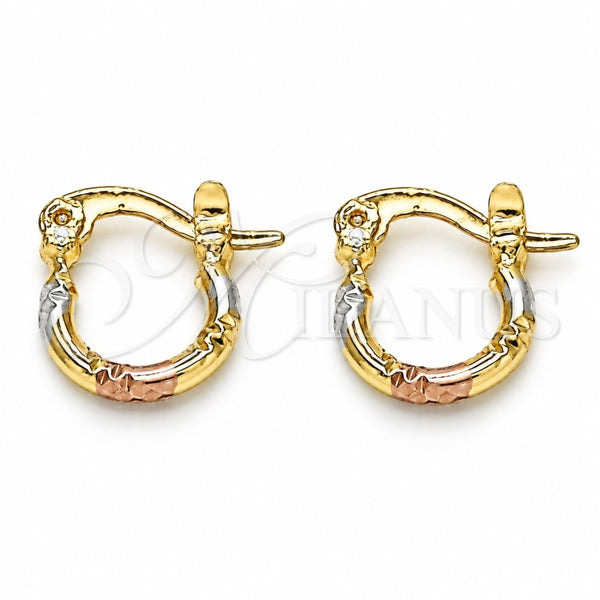 Oro Laminado Small Hoop, Gold Filled Style Diamond Cutting Finish, Tricolor, 02.96.0088.2.10