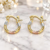 Oro Laminado Small Hoop, Gold Filled Style Diamond Cutting Finish, Tricolor, 02.96.0088.2.12