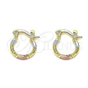 Gold Filled Hoop Earrings — Small Hoop Diamond Cutting Tricolor 02.96. — main product view — SKU 146787 | Oro Laminado aretes de aro — Small Hoop Diamond Cutting Tricolor 02.96. — SKU 146787