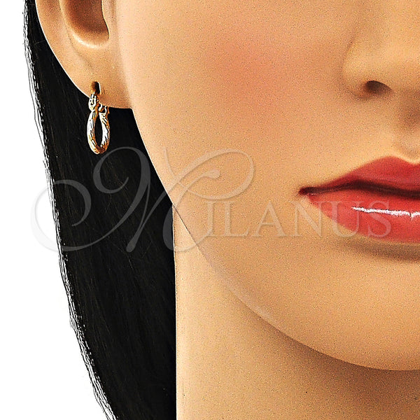 Gold Filled Hoop Earrings — Small Hoop Diamond Cutting Tricolor 02.96. — alternate product view — SKU 146792 | Oro Laminado aretes de aro — Small Hoop Diamond Cutting Tricolor 02.96. — SKU 146792