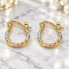 Oro Laminado Small Hoop, Gold Filled Style Diamond Cutting Finish, Tricolor, 02.96.0084.2.12