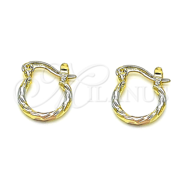 Gold Filled Hoop Earrings — Small Hoop Diamond Cutting Tricolor 02.96. — main product view — SKU 146792 | Oro Laminado aretes de aro — Small Hoop Diamond Cutting Tricolor 02.96. — SKU 146792