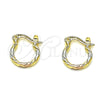 Oro Laminado Small Hoop, Gold Filled Style Diamond Cutting Finish, Tricolor, 02.96.0084.2.12