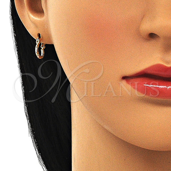 Gold Filled Hoop Earrings — Small Hoop Diamond Cutting Tricolor 02.96. — alternate product view — SKU 146793 | Oro Laminado aretes de aro — Small Hoop Diamond Cutting Tricolor 02.96. — SKU 146793
