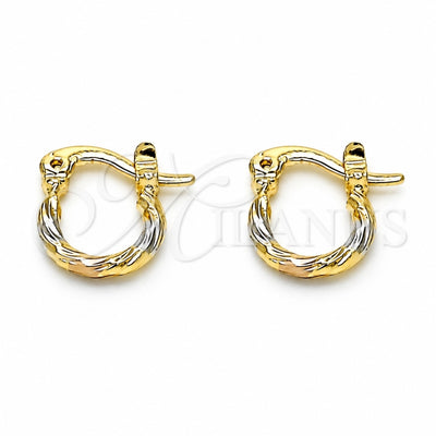 Oro Laminado Small Hoop, Gold Filled Style Diamond Cutting Finish, Tricolor, 02.96.0084.2.10