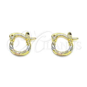 Gold Filled Hoop Earrings — Small Hoop Diamond Cutting Tricolor 02.96. — main product view — SKU 146793 | Oro Laminado aretes de aro — Small Hoop Diamond Cutting Tricolor 02.96. — SKU 146793