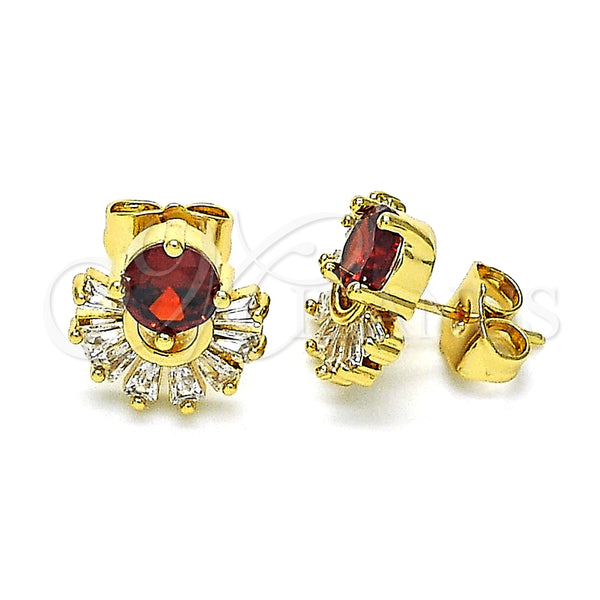 Gold Filled Ring — Stud Earring Baguette Design with Garnet and White — alternate product view — SKU 146809 | Oro Laminado anillo — Stud Earring Baguette diseño with Garnet and blanco — SKU 146809