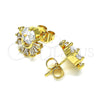 Oro Laminado Stud Earring, Gold Filled Style Baguette Design, with White Cubic Zirconia, Polished, Golden Finish, 02.387.0018.5