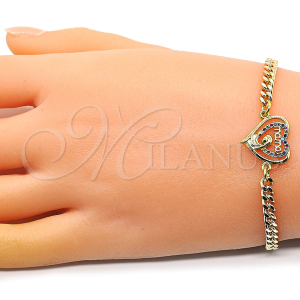 Gold Filled Bracelet — Fancy Bracelet Mom and Heart Design with Multicolor — alternate product view — SKU 146818 | Oro Laminado brazalete — elegante Bracelet Mom and corazón diseño with Multicolor — SKU 146818