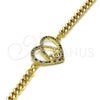 Oro Laminado Fancy Bracelet, Gold Filled Style Mom and Heart Design, with Multicolor Micro Pave, Polished, Golden Finish, 03.381.0044.1.08 (04 MM Thickness, 8 Inches Length)