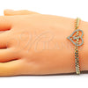 Oro Laminado Fancy Bracelet, Gold Filled Style Mom and Little Girl Design, with White Micro Pave, Polished, Golden Finish, 03.381.0045.08 (04 MM Thickness, 8 Inches Length)