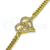Oro Laminado Fancy Bracelet, Gold Filled Style Mom and Little Girl Design, with White Micro Pave, Polished, Golden Finish, 03.381.0045.08 (04 MM Thickness, 8 Inches Length)