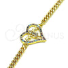 Oro Laminado Fancy Bracelet, Gold Filled Style Mom and Little Girl Design, with Multicolor Micro Pave, Polished, Golden Finish, 03.381.0045.1.08 (04 MM Thickness, 8 Inches Length)