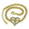 Oro Laminado Fancy Bracelet, Gold Filled Style Mom and Little Girl Design, with Multicolor Micro Pave, Polished, Golden Finish, 03.381.0045.1.08 (04 MM Thickness, 8 Inches Length)