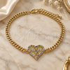 Oro Laminado Fancy Bracelet, Gold Filled Style Mom and Little Girl Design, with Multicolor Micro Pave, Polished, Golden Finish, 03.381.0045.1.08 (04 MM Thickness, 8 Inches Length)