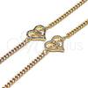 Oro Laminado Fancy Bracelet, Gold Filled Style Mom and Little Girl Design, with Multicolor Micro Pave, Polished, Golden Finish, 03.381.0045.1.08 (04 MM Thickness, 8 Inches Length)
