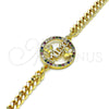 Oro Laminado Fancy Bracelet, Gold Filled Style Mom and Butterfly Design, with Multicolor Micro Pave, Polished, Golden Finish, 03.381.0047.08 (04 MM Thickness, 8 Inches Length)