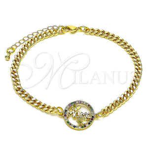 Gold Filled Bracelet — Fancy Bracelet Mom and Butterfly Design with Multicolor — main product view — SKU 146825 | Oro Laminado brazalete — elegante Bracelet Mom and Butterfly diseño with Multicolor — SKU 146825