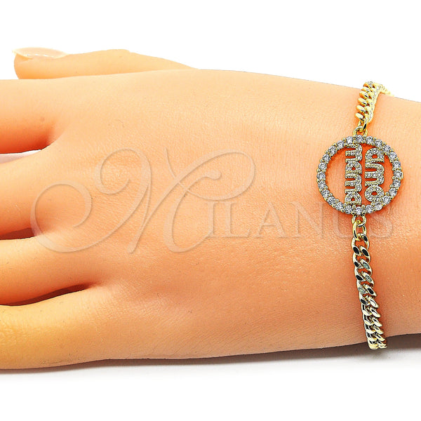Gold Filled Bracelet — Fancy Bracelet Mom Design with White Micro Pave — alternate product view — SKU 146828 | Oro Laminado brazalete — elegante Bracelet Mom diseño with blanco Micro Pave — SKU 146828