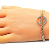 Oro Laminado Fancy Bracelet, Gold Filled Style Mom Design, with White Micro Pave, Polished, Golden Finish, 03.381.0050.08 (04 MM Thickness, 8 Inches Length)