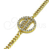 Oro Laminado Fancy Bracelet, Gold Filled Style Mom Design, with White Micro Pave, Polished, Golden Finish, 03.381.0050.08 (04 MM Thickness, 8 Inches Length)
