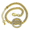 Oro Laminado Fancy Bracelet, Gold Filled Style Mom Design, with White Micro Pave, Polished, Golden Finish, 03.381.0050.08 (04 MM Thickness, 8 Inches Length)