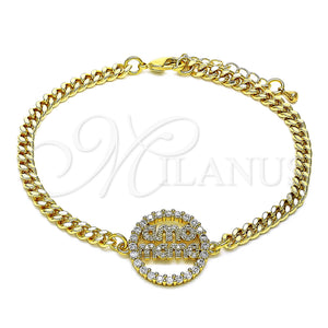 Gold Filled Bracelet — Fancy Bracelet Mom Design with White Micro Pave — main product view — SKU 146828 | Oro Laminado brazalete — elegante Bracelet Mom diseño with blanco Micro Pave — SKU 146828