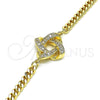 Oro Laminado Fancy Bracelet, Gold Filled Style Love Knot Design, with White Micro Pave, Polished, Golden Finish, 03.156.0025.08 (04 MM Thickness, 8 Inches Length)
